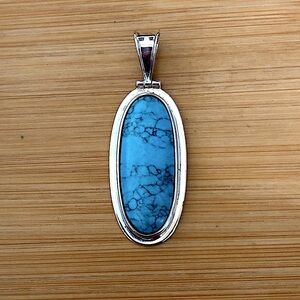 $68 Estate Turquoise Drop Pendant  Marked LUC  925